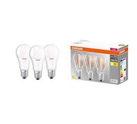 Osram Base Clas a Lampada LED E27, 13 W, Luce Calda, 3 Unità (Confezione da 1) & LED BASE Classic A75, lampade LED a filamento chiaro in vetro per base E27, forma di lampadina, bianco caldo