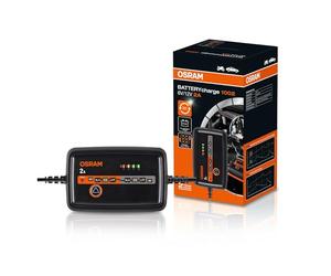 OSRAM BATTERYcharge 1002, 6V/12V, caricabatterie intelligente da 2A, per motociclette e veicoli di piccole dimensioni, per batterie AGM, EFB, al piombo e al litio, con modalità di mantenimento.