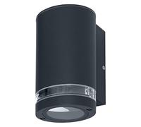 OSRAM Applique da parete per esterni GU10 downlight con anello di separazione, luce indiretta, alloggiamento in alluminio grigio scuro, IP44 e IK03, applique per facciate