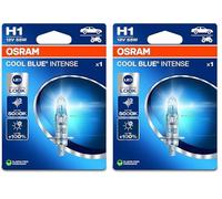 OSRAM COOL BLUE® INTENSE H1, +100% di luminosità in più, fino a 5.000 K, lampada frontale alogena, aspetto LED, blister singolo (1 lampada) (Confezione da 2)
