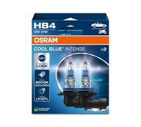OSRAM COOL BLUE INTENSE HB4, +100% di luminosità in più, fino a 5.000 K, lampada frontale alogena, aspetto LED, scatola pieghevole sospesa (2 lampade)