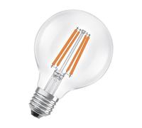 OSRAM dalla classica forma a globo, con filamento LED decorativo i efficienza energetica A, E27, 5 W, 1055 lm, 4000 K, bianco freddo. luce immediata al 100%. Sfarfallio basso.