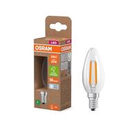 Osram dalla classica forma a mini candela, con filamento LED decorativo dal design satinato, classe di efficienza energetica A, E14, 1,2 W, 255 lm, 2700 K, bianco caldo. luce immediata al 100%.