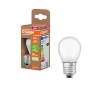 OSRAM dalla classica forma mini-sferica, con filamento LED decorativo dal design satinato i efficienza energetica A, E27, 1,2 W, 255 lm, 2700 K, bianco caldo. luce immediata al 100%.