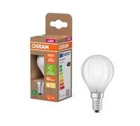 OSRAM dalla classica forma mini sferica, con filamento LED decorativo dal design satinato i efficienza energetica A, E14, 1,2 W, 255 lm, 2700 K, bianco caldo. luce immediata al 100%.