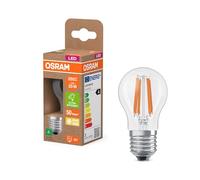 Osram dalla classica forma mini sferica, con filamento LED decorativo, classe di efficienza energetica A, E27, 1,2 W, 255 lm, 2700 K, bianco caldo. Senza riscaldamento, luce immediata al 100%.