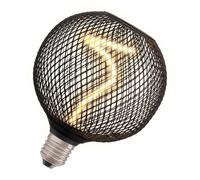 Osram DECOR LED Globe mit Spiralfilament 3,5 W, 130 lm/1800 K aus schwarzem bleifreiem klarem Glas, gemütliches Warmweiß 818 mit E27 Schraubgewinde, dimmbar, 125 mm Durchmesser.