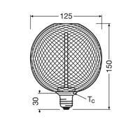 OSRAM Decor LED Filamento di paglia Globo E27 3,5W nero 1800K Osram