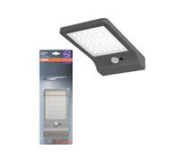 OSRAM Door LED Solar Sensor 4000K, luce solare LED, IP44, 3W, 320 lm, sensore di movimento, batteria solare, argento, montaggio a parete