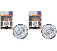 OSRAM DOT-it CLASSIC luce LED a batteria flessibile in argento, plastica, protezione IP20, per guardaroba, cucina e illuminazione notturna (Confezione da 2)