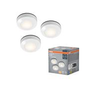 OSRAM DOT-IT Confezione da 3 Luci LED, 0.68W, 40lm, 3000K Bianco Caldo, Touch On/Off, a batteria, Bianco, ABS, rotondo