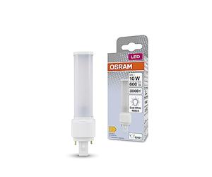 OSRAM DULUX LED D10 EM, G24D-1, 5W, 600lm, 4000K, colore della luce bianco freddo, testa girevole per luce direzionale, sostituzione LED per lampade fluorescenti compatte con attacco G24D-1