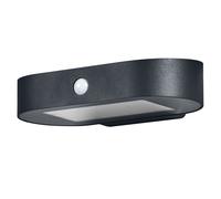 OSRAM ENDURA Style Oval S applique solare piccola, luce bianca calda (3000K), sensore integrato, senza alimentazione, lunga durata batteria: 30 accensioni da 60 secondi in modalità PIR, IP44, nero