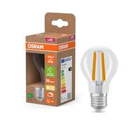 Osram Energy Class nella classica forma a lampadina, 2,2 W / 470 lm, EEK A, luce bianca calda (2700 K), CRI 80, in vetro senza piombo trasparente, attacco E27, IP20, diametro 60 mm, dimmerabile