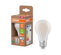 Osram Energy Class nella classica forma a lampadina, 3,8 W / 806 lm, EEK A, luce bianca fredda (4000 K), CRI 80, in vetro satinato senza piombo, attacco E27, IP20, diametro 60 mm, dimmerabile.