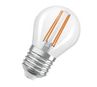 Osram Energy Class nella classica forma mini sferica, 3,8 W / 806 lm, EEK A, luce bianca calda (2700 K), CRI 80, in vetro senza piombo di colore trasparente, attacco E27, IP20, diametro 45 mm.