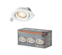 OSRAM Faretto da incasso a LED Spot Set, 4,9W, 2700K, faretto da soffitto 36°, bianco, alluminio/plastica, orientabile, set da 3