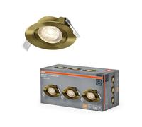 OSRAM Faretto da incasso a LED Spot Set, 4,9W, 2700K, faretto da soffitto 36°, ottone, alluminio/plastica, orientabile, IP20, set da 3