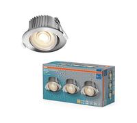 OSRAM Spot Set Faretto LED da incasso DIM IP44 4,9W Cromato, set da 3 faretti da bagno dimmerabili orientabili, bianco caldo 2700K