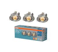 OSRAM Faretto da incasso a LED Spot Set IP65 Press 4,5W nichel satinato, 320lm 2700K bianco caldo, CRI≥80, ambiente umido, set da 3