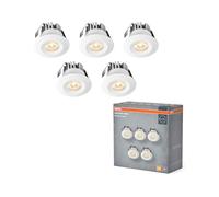 OSRAM Faretto da incasso LED Mini Spot 6W Bianco IP44, set di 5 faretti da soffitto 42mm 480lm, bagno cucina bianco caldo 3000K