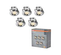 OSRAM Faretto da incasso LED Mini Spot 6W nichel satinato IP44, set di 5 faretti da soffitto 42mm 480lm, bagno cucina bianco caldo 3000K