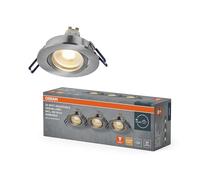 OSRAM Faretto da incasso LED Spot Set DIM 6W 827 nichel satinato 85mm, 500lm 2700K bianco caldo, CRI≥80, dimmerabile in alluminio, set da 3