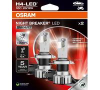 OSRAM H4 LED NIGHT BREAKER LED SMART Fino A +330% 6000 K Modello 2024 DUOBOX