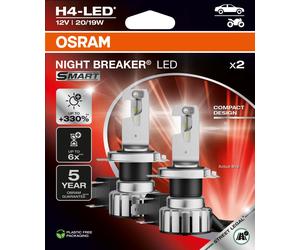 OSRAM H4 LED NIGHT BREAKER LED SMART Fino A +330% 6000 K Modello 2024 DUOBOX