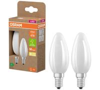 Osram Lampada LED LED Superstar Classic B 40 nella classica forma mini candela in vetro smerigliato, 2,2 W, 470 lm, attacco E14, 2700 K per luce bianca calda, EEK A, diametro 35 mm, confezione da 2