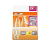 OSRAM Lampada a LED B40 a stella LED per base E14, forma di candela, FIL, 470 lumen, bianco caldo, 2700k, sostituzione per lampadine da 40w convenzionali, non dimmerabile, 2 pacchetti