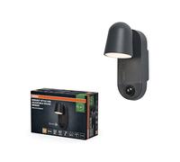 OSRAM Lampada da parete esterna grigio scuro, bianco caldo, 3000 K, IP54, sensore di luce, Policarbonato (PC), 155 lm, 3 W, LED installato in modo permanente