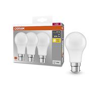 OSRAM Lampada LED BASE CLASSIC A 60 FR con attacco B22d, goccia, confezione tripla, 8.5W, 806lm, 2700K, luce bianca calda, bassa emissione di calore, basso consumo energetico, lunga durata