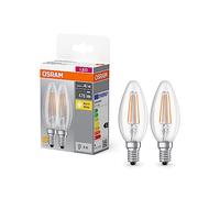 OSRAM Lampada LED BASE CLASSIC B FIL 40 con attacco E14, candela, confezione doppia, 4W, 470lm, 2700K, luce bianca calda, bassa emissione di calore, lunga durata, basso consumo energetico