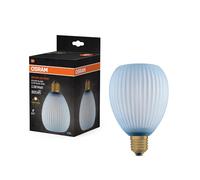 OSRAM Lampada LED DECOR FLAT in vetro colorato, ovale Ø110mm, blu, E27, 3,5W, 300lm, 2700K, bianco caldo, IP20, effetto colore