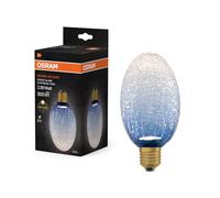 OSRAM Lampada LED in vetro DECOR FLAT Crackle, lunga Ø90mm, blu, E27, 3,5W, 300lm, 2700K, bianco caldo, IP20, look vintage