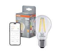 OSRAM Lampada LED SMART+ A60 6W E27 Lampadina trasparente a filamento | SMART+ MATTER Filament Dimmable Classic, LED Lamps, Chiaro, 15000 h, confezione da 1