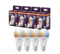 OSRAM Lampada LED SMART A60, forma lampadina E27, 9W ZigBee 3.0, bianco regolabile 2700-6500K, dimmerabile, Alexa, Google Assistant,4-Pack