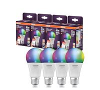 OSRAM Lampada LED SMART A60 forma lampadina E27, 9W ZigBee 3.0, RGBW 16 milioni di colori, dimmerabile, controllo app, Alexa,4-Pack