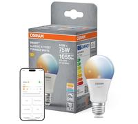 OSRAM Lampada LED SMART+ A75, forma lampadina E27, bianco regolabile, dimmerabile, controllabile tramite app e comando vocale, compatibile con Matter, 9,5 W, 2700-6500 K, WiFi