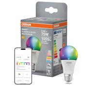OSRAM Lampada LED SMART+ A75, forma lampadina E27 RGBW, multicolore, dimmerabile, Matter over WiFi, controllo tramite app e voce, 9,5 W, 16 milioni di colori