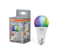 OSRAM Lampada LED SMART+ A75, forma lampadina E27 RGBW, multicolore, dimmerabile, Matter over WiFi, controllo tramite app e voce, 9,5 W, 16 milioni di colori