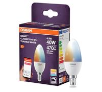 OSRAM Lampada LED SMART B40 a forma di candela E14, 4,9 W ZigBee 3.0, bianco regolabile 2700-6500 K, dimmerabile, controllo tramite app, Alexa