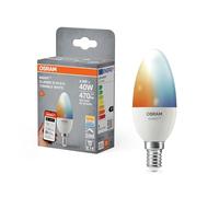 OSRAM Lampada LED SMART+ B40, E14 a forma di candela, bianco regolabile, controllabile tramite app e comando vocale, dimmerabile, compatibile con Matter, da bianco caldo a freddo.