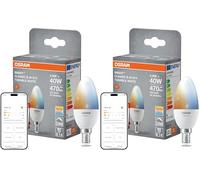 OSRAM Lampada LED SMART+ B40, E14 a forma di candela, bianco regolabile, controllabile tramite app e comando vocale, dimmerabile, compatibile con Matter, da bianco caldo a freddo. (Confezione da 2)