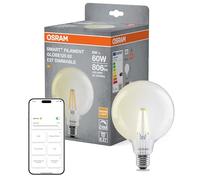 OSRAM Lampada LED SMART+ Globe, E27, filamento trasparente, bianco caldo 2700 K, dimmerabile, controllo tramite app e voce, compatibile con Alexa e Google