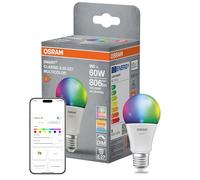 OSRAM Lampada LED SMART+ Matter A60, forma a lampadina, 9W E27 RGBW, dimmerabile, controllabile tramite app e voce, compatibile con Alexa, Google, Apple, WiFi