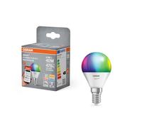 OSRAM Lampada LED SMART+ Matter P40 mini a forma di sfera 4,9W E14 RGBW, dimmerabile, controllabile tramite app e voce, compatibile con Alexa, Google, Apple, WiFi