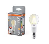 OSRAM Lampada LED SMART+, P40, 4W, 2700K, E14, a forma di candela, filamento, trasparente, dimmerabile, controllabile tramite app o comando vocale, compatibile con Matter.