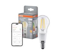 OSRAM Lampada LED SMART+ P40 4W E14 a filamento a candela trasparente | SMART+ MATTER Filament Dimmable Classic, LED Lamps, Chiaro, 15000 h, confezione da 1